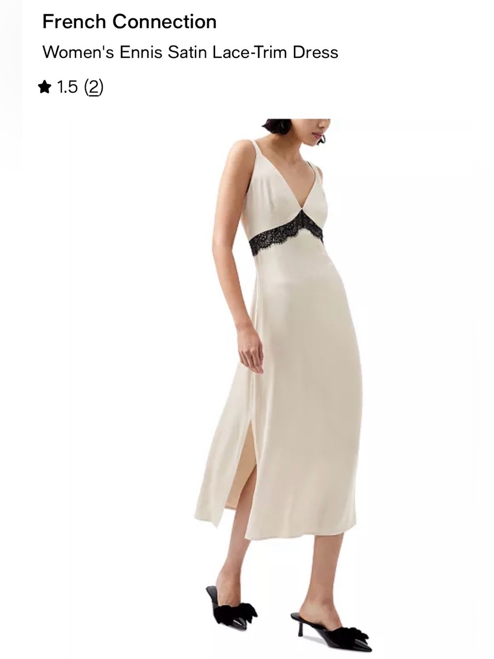 French Connection
Women's Ennis Satin Lace-Trim Dress, NWT, sz 2